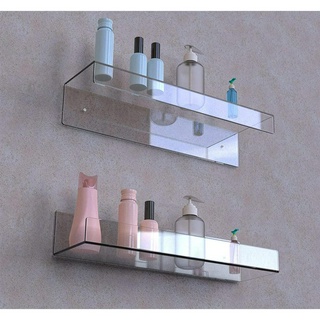 1pc 15-inch Clear Acrylic Bathroom Floating Wall Shelf, Invisible