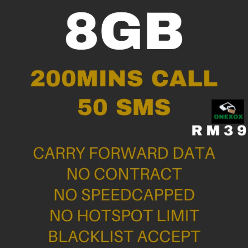 SIM CARD ONEXOX 8GB B39 HIGH SPEED DATA POSTPAID ONEXOX SIM CARD ...
