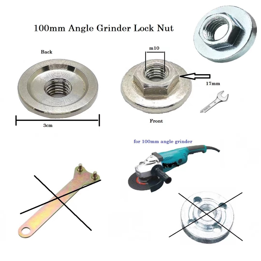 SUS304 STAINLESS STEEL 100mm Angle Grinder Lock Nut Shopee Malaysia