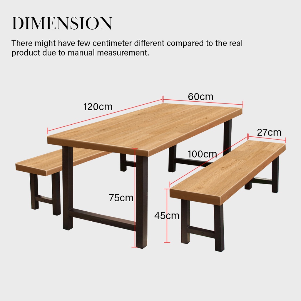 Table bench size sale