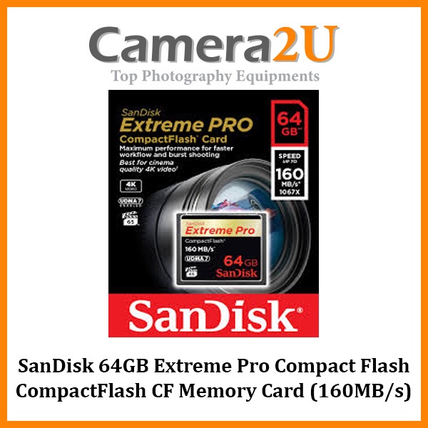 Sandisk Extreme Pro 64gb Compact Flash Compactflash Cf Memory Card 160mbs Shopee Malaysia 4165