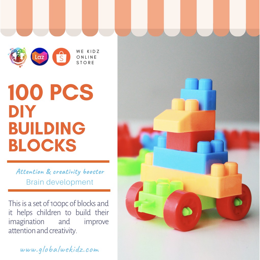 100 Pcs DIY Design Building Blocks Toys For Children Boys Kids Small ...