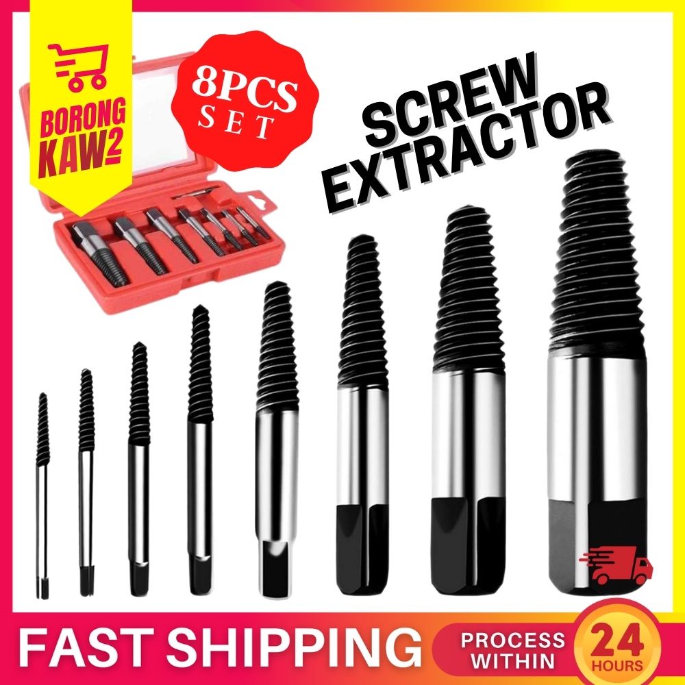 8PCS/SET Screw Extractor Damaged Screws Bolts Broken Pipes Remover ...
