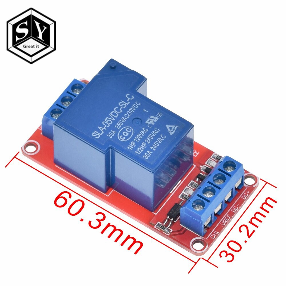 Twoway isolation relay module High/low level trigger 5V 30A 1Channel