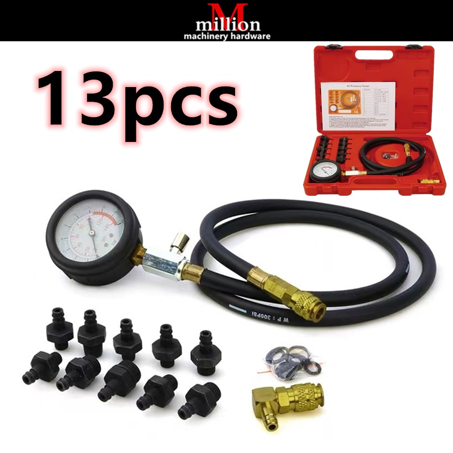 13Pcs Oil Pressure Tester Engine Oil Pressure Gauge Set Auto Repair