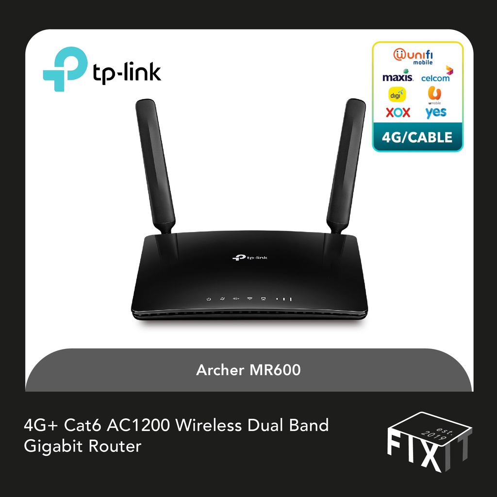 TP-Link Archer MR600 4G+ Cat6 AC1200 Wireless Dual Band Gigabit Router ...