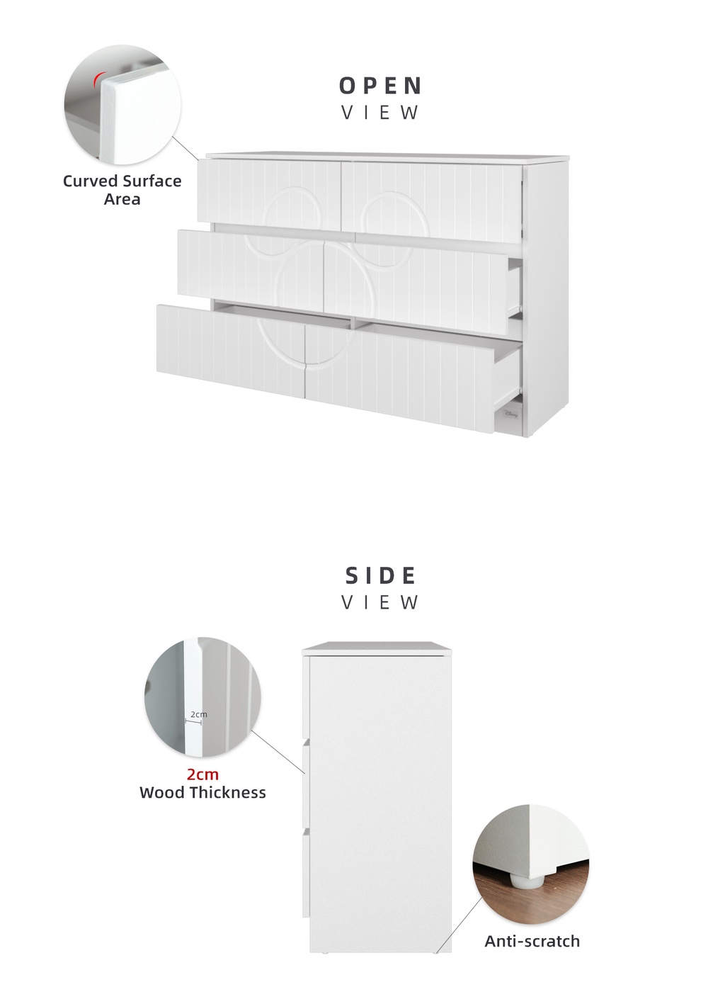 KitchenZ x Disney Series 6 Layer Chest Drawer 3D Concave-Convex Surface ...