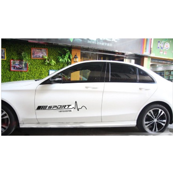2pcs SPORT car door Sticker car side body sticker for Mercedes Benz AMG ...