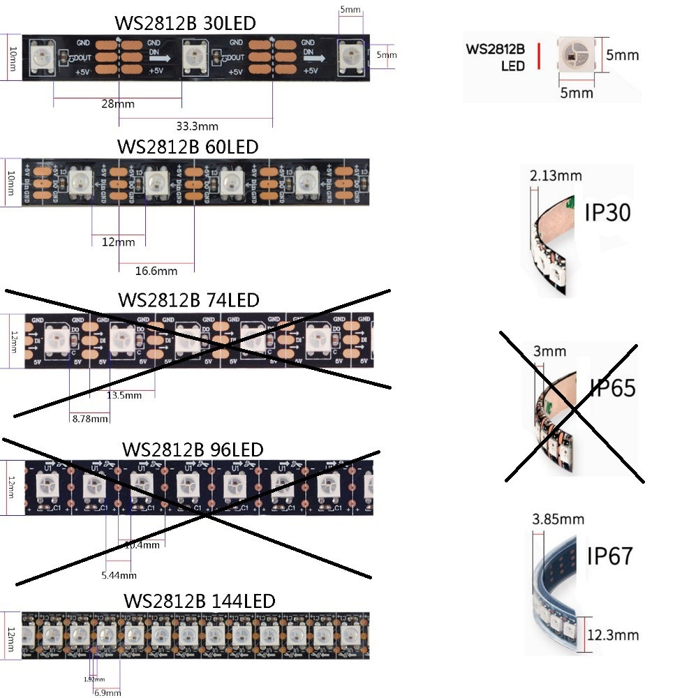 RGB LED Strip 1m 3m 5m Arduino Programmable Project Running LED Strip ...