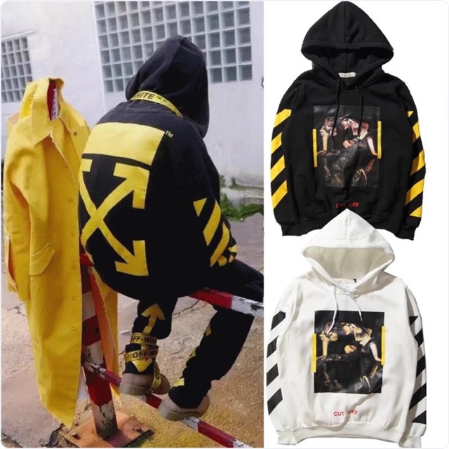 Off white cut off hoodie clearance yellow