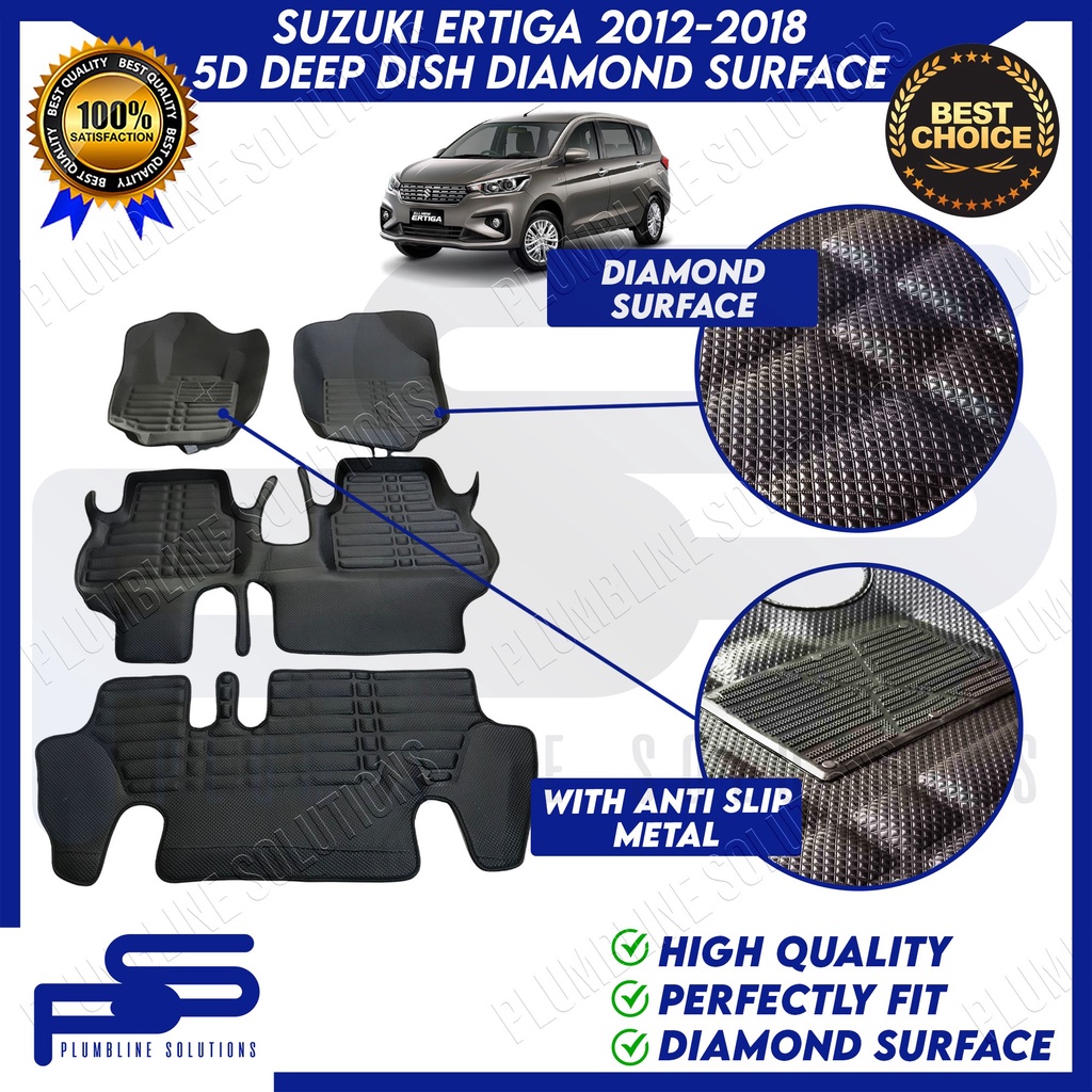 5D Black Diamond Surface Deep Dish Matting for Suzuki Ertiga 2014 ...