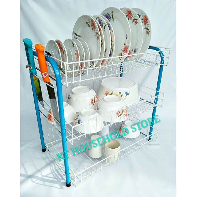 3 LAYER DISH RACK/PLATE RACK/RAK PINGGAN MANGKUK (Epoxy coating ...