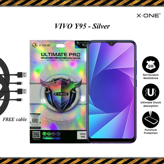 Vivo Y95 XOne Ultimate Pro Screen Protector (Silver) (Free Cable
