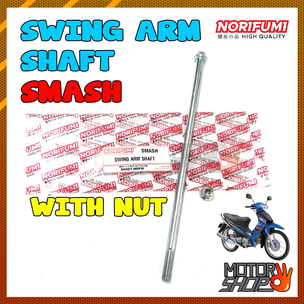 SUZUKI SMASH 110 SMASH110 SWING ARM SHAFT WITH NUT BELAKANG REAR SWING ARM BATANG SUB NORIFUMI