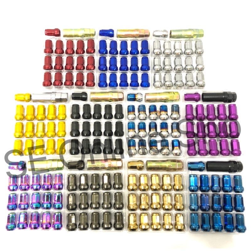 16Biji Nut Tayar Besi Heavy Duty Sport Rim Wheel Lock Special Lock Nut Tyre Special Key Tayar