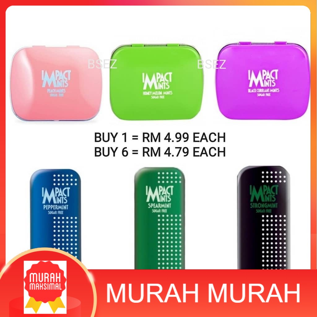 IMPACT Mints - Sugar-free Mints (6 x 14G) IMPACT MINTS SUGAR FREE (70s ...
