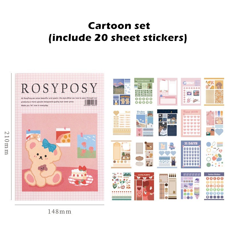 Rosy Posy 20 Page Notebook Sticker Set Vintage Decoration Stickers Post ...