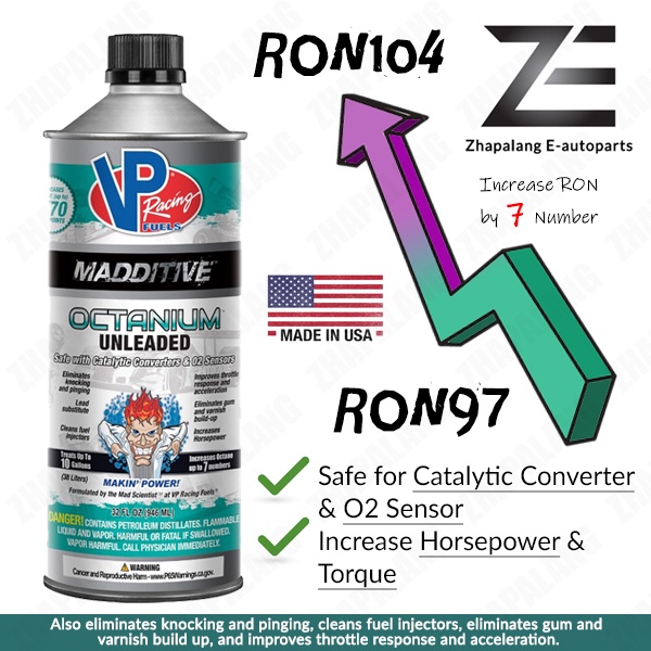VP RACING MADDITIVE OCTANIUM Unleaded Octane Booster Dyno Test Increase