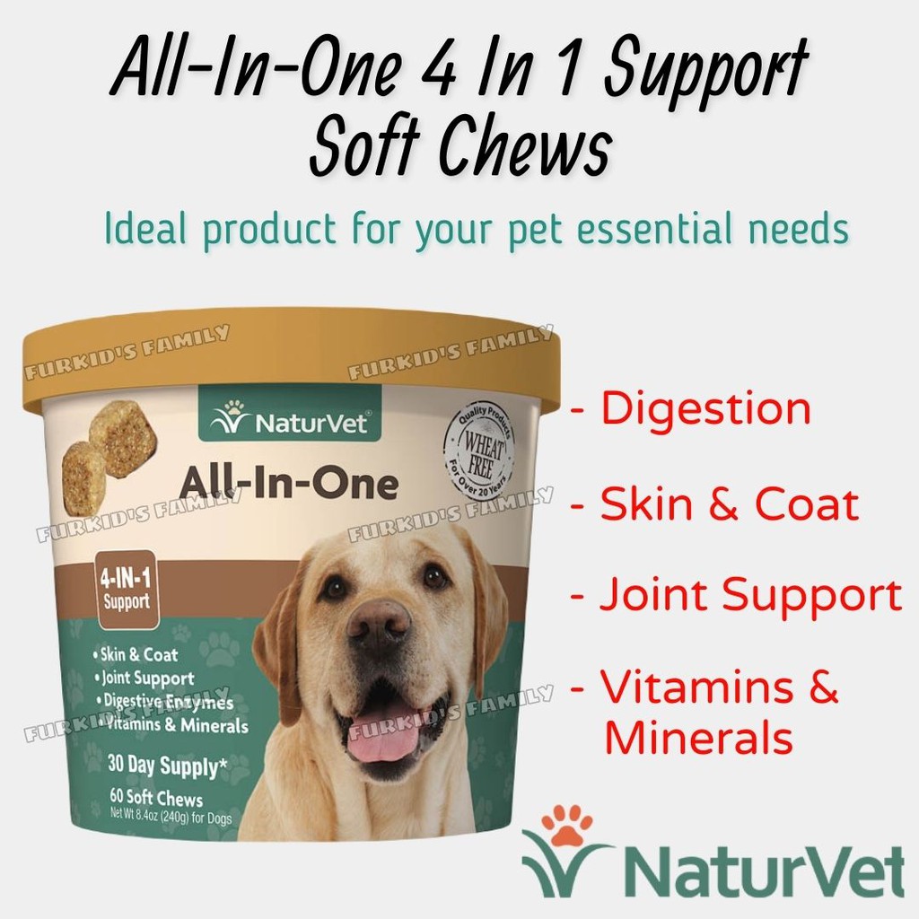 Original NaturVet All In One 4 IN 1 Support Dog Supplement 60