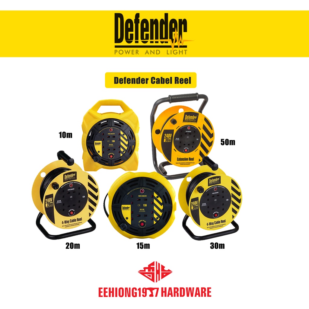DEFENDER E86507 30M 240V Industrial Extension Wire Cable Reel (2
