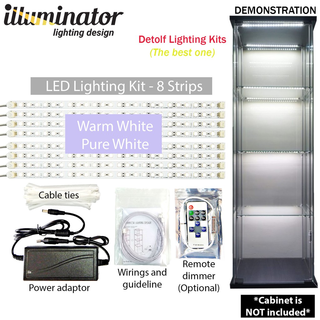LED Strips Light LED Lighting Kits For IKEA DETOLF Aluminum 8 Strips (not