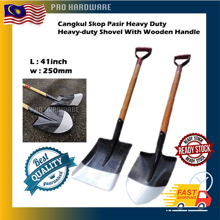 41'' Heavy-duty Shovel With Wooden Handle Skop Tanah Gardening Spade ...