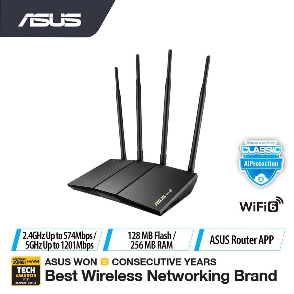 ASUS RT-AX55 AX1800 / RT-AX1800HP Dual Band WiFi 6 (802.11ax) Router supporting MU-MIMO and OFDMA te