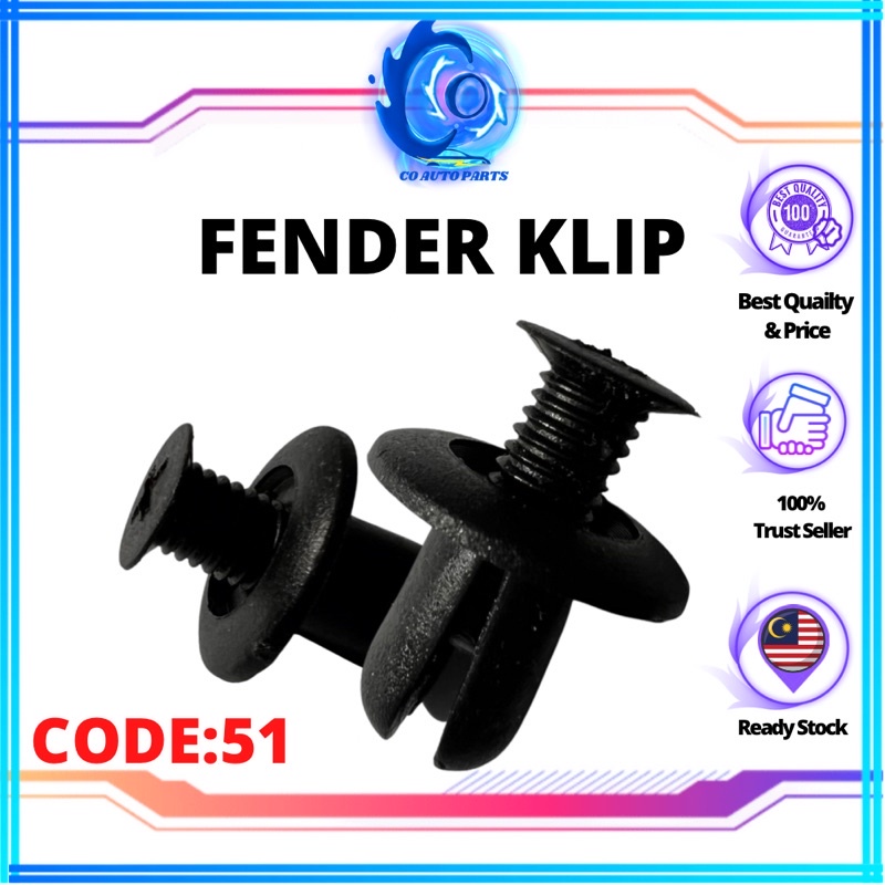 Car Clip, Fender Klip (8MM), Bumper Klip, Daun Pisang Klip, Universal