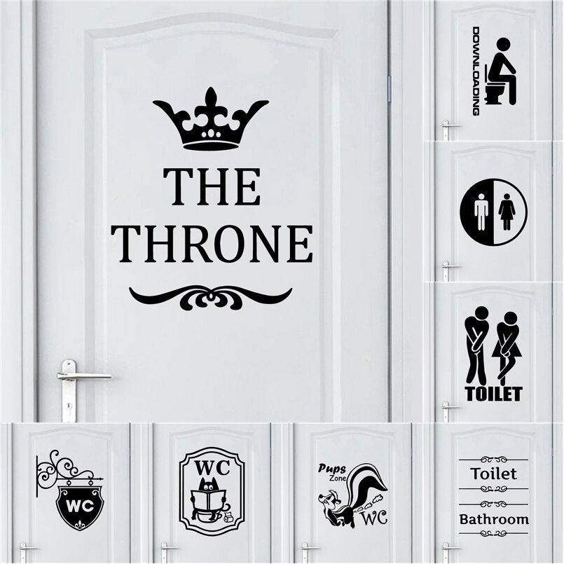 Cartoon Toilet Sticker Waterproof Home Decoration Removable Door