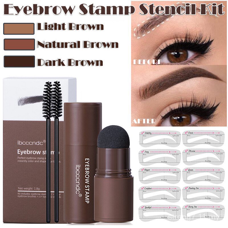 One Step Eyebrow Stamp Shaping kit Eye Brow Powder Stamp Stencil Makeup ...