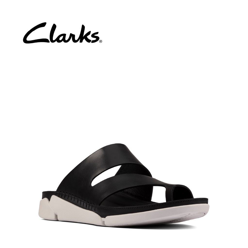 Clarks black store leather flip flops