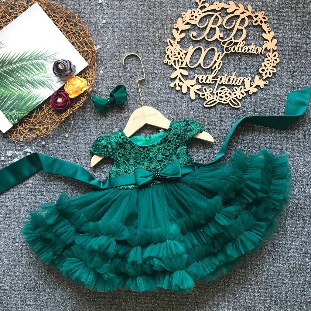 emerald green newborn dress Shoshanna main image 0
