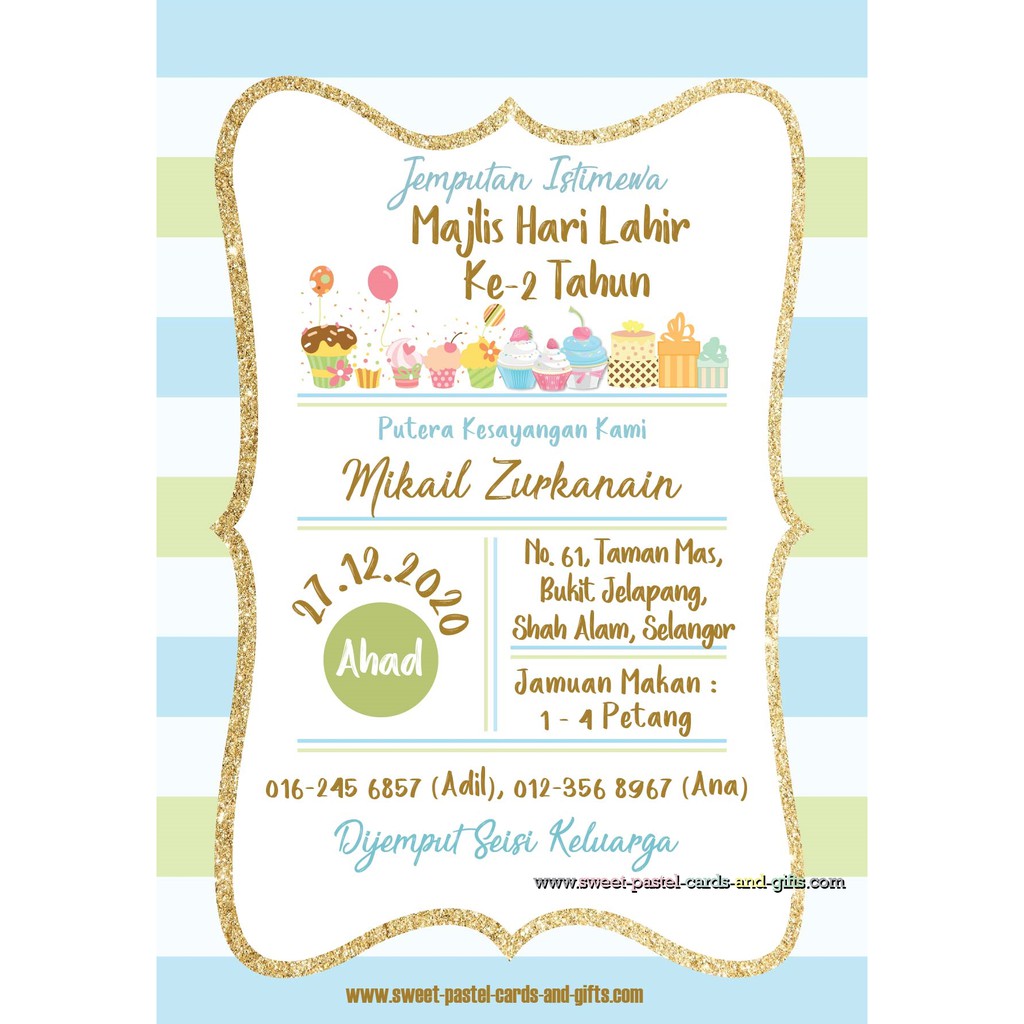 KAD BIRTHDAY CUSTOM INVITATION CARD BABY KIDS BOY TERMASUK ENVELOPE ...