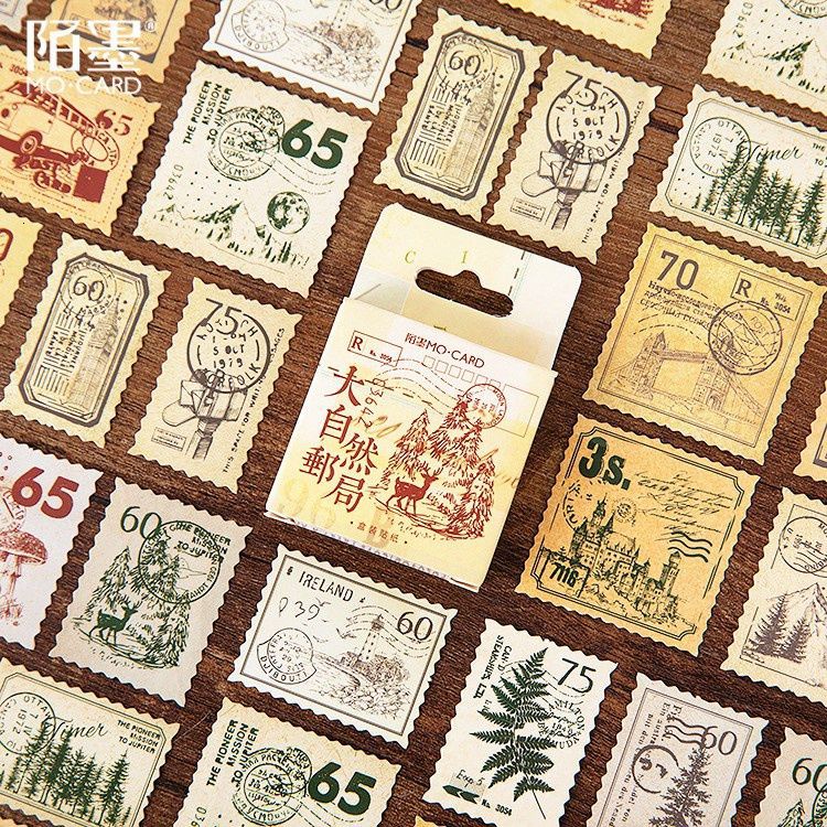45PCS/box New Natural Post Office Paper Lable Sealing Stickers Crafts ...
