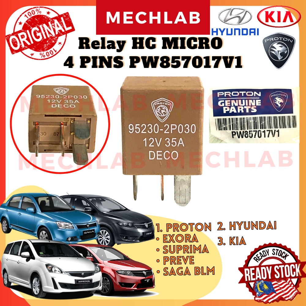 Original Relay Fan Micro 35A 4 Pin PW857017V1 Hyundai/ Kia/ Proton