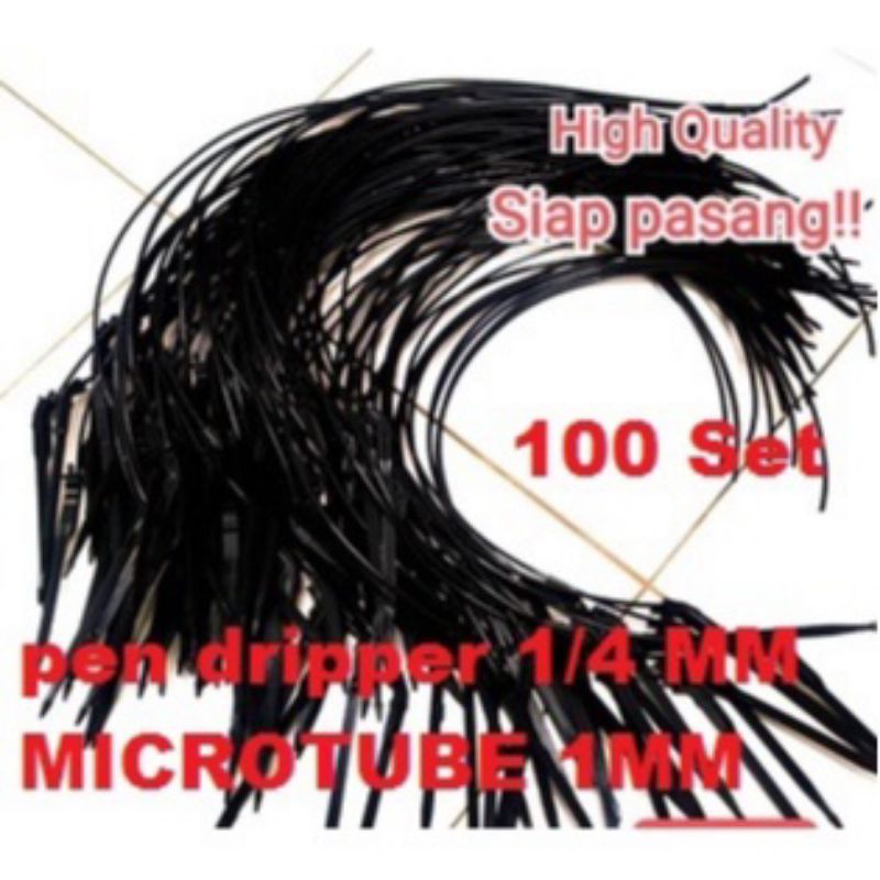 100 Set Lengkap Fertigasi Siap Pasang Pen dripper+Microtube 1mm panjang ...