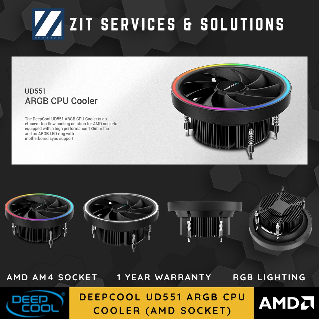 Deepcool UD551 / UL551 ARGB CPU Air Cooler For AMD Socket / Intel ...