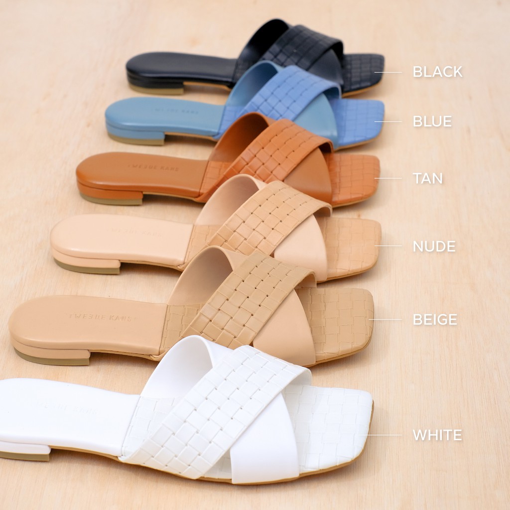 Women's Slip-On Flat Sandals - Comfortable Summer Slides, PU Upper, Cushioned Insole, Non-Slip TPR Sole