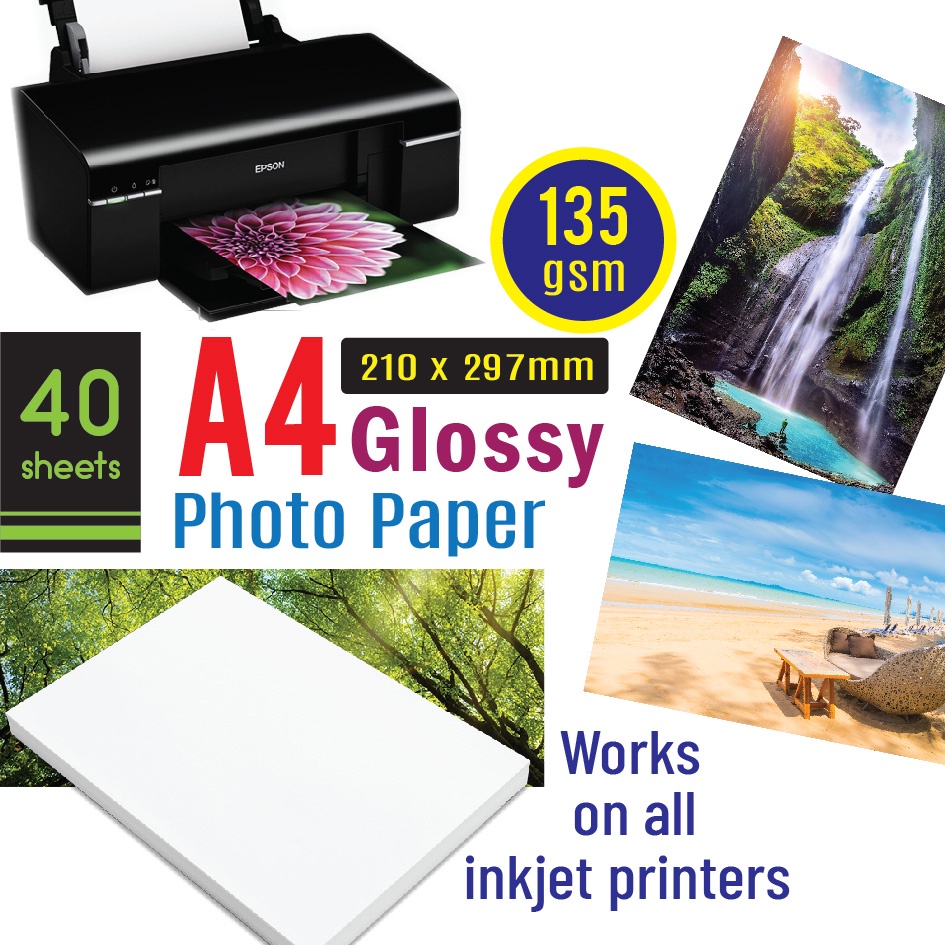 A4 glossy photo paper 135 gsm printing art paper film waterproof school office project DIY print