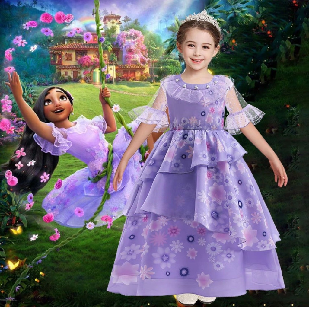 Encanto Princess LED Light Up Dress per ragazza Cosplay Isabela Mirabel  Carniva Costume di Natale Kid Birthday Party Evening Dresse