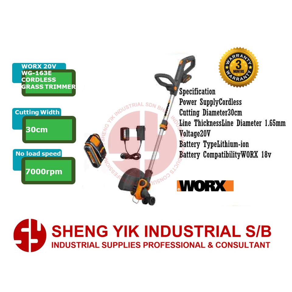 SYI WORX WG 163E 20V 2.0AH CORDLESS GRASS TRIMMER Shopee Malaysia