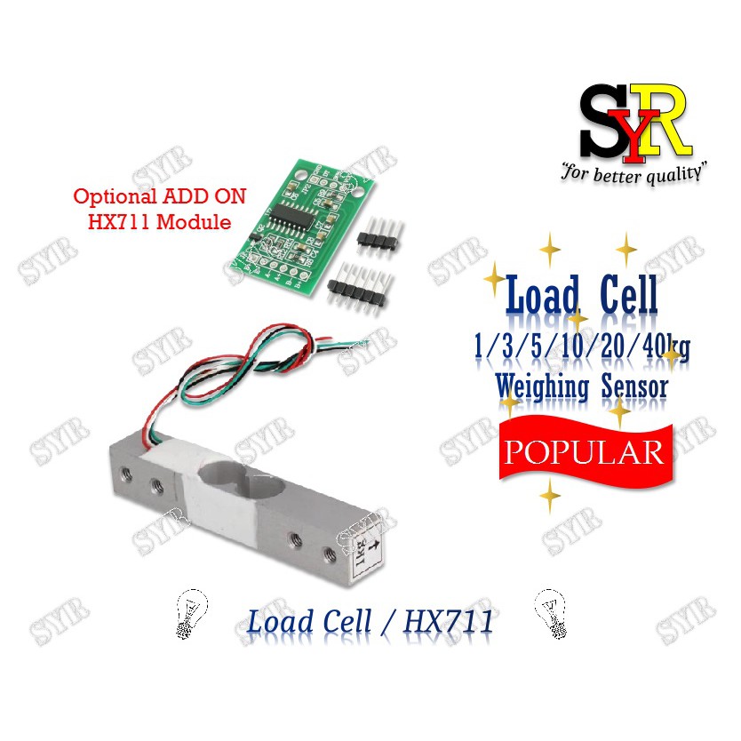 Digital Load Cell Weight Sensor 1KG 3KG 5KG 10KG 20KG 40KG 50KG & HX711 ...