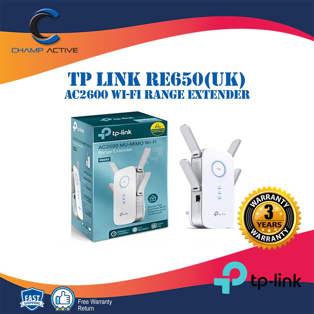 TP-LINK RE650(UK) AC2600 Wi-Fi Range Extender, Wall Plugged, | Shopee ...