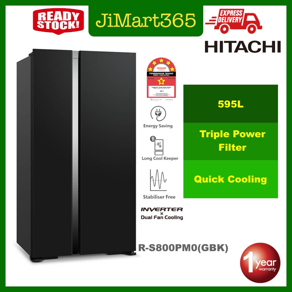 Hitachi Inverter Side By Side Glass Series Refrigerator RS800PM0 Shopee Malaysia