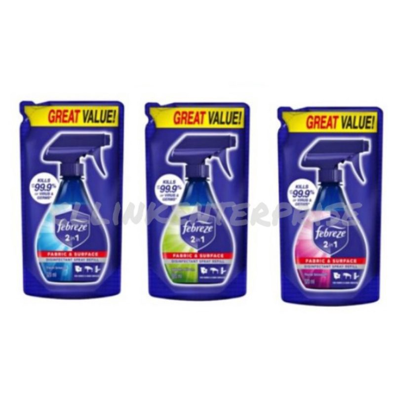 Febreze 2 in 1 320 ml Refill Pack Disinfectant Spray Refill Shopee