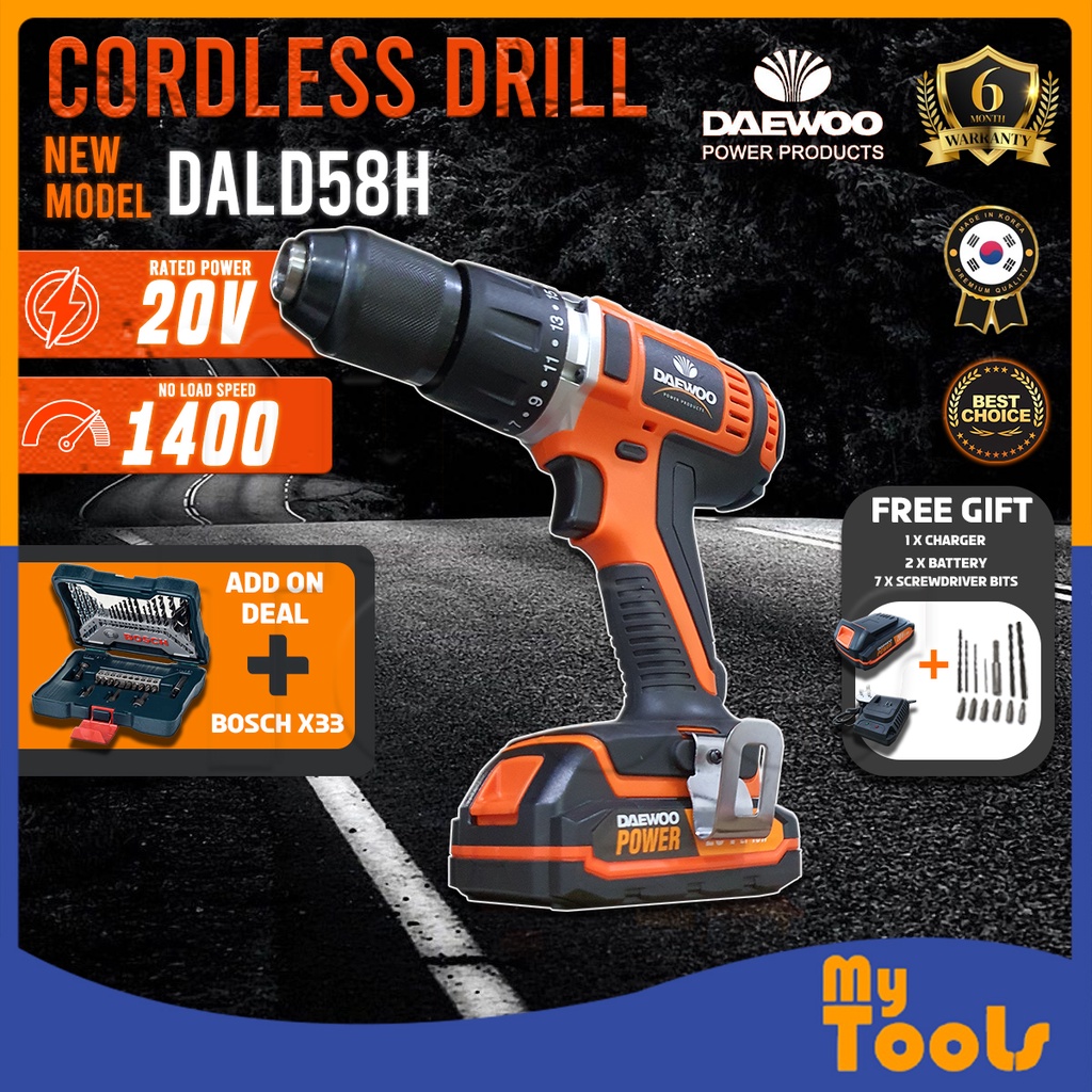 DAEWOO 20V Cordless Impact Drill Set DALD158H 2 Speed With 2pcs