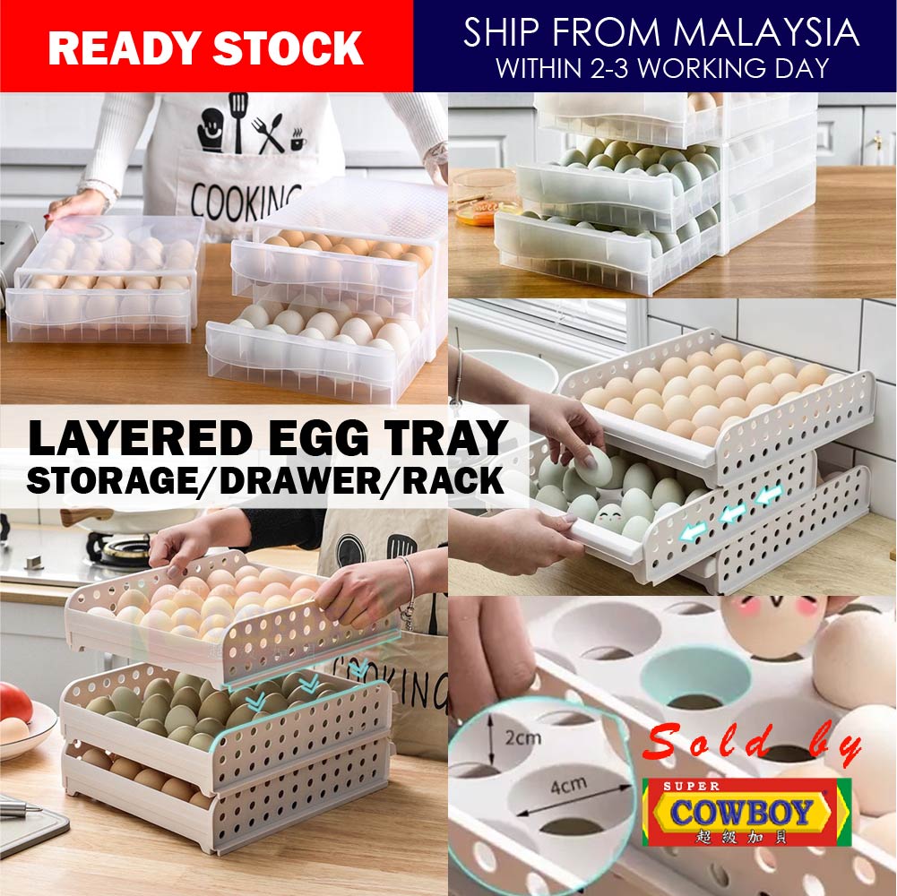 Layered Egg Tray / Storage Drawer Rack / Bekas Simpan Telur / Bekas ...