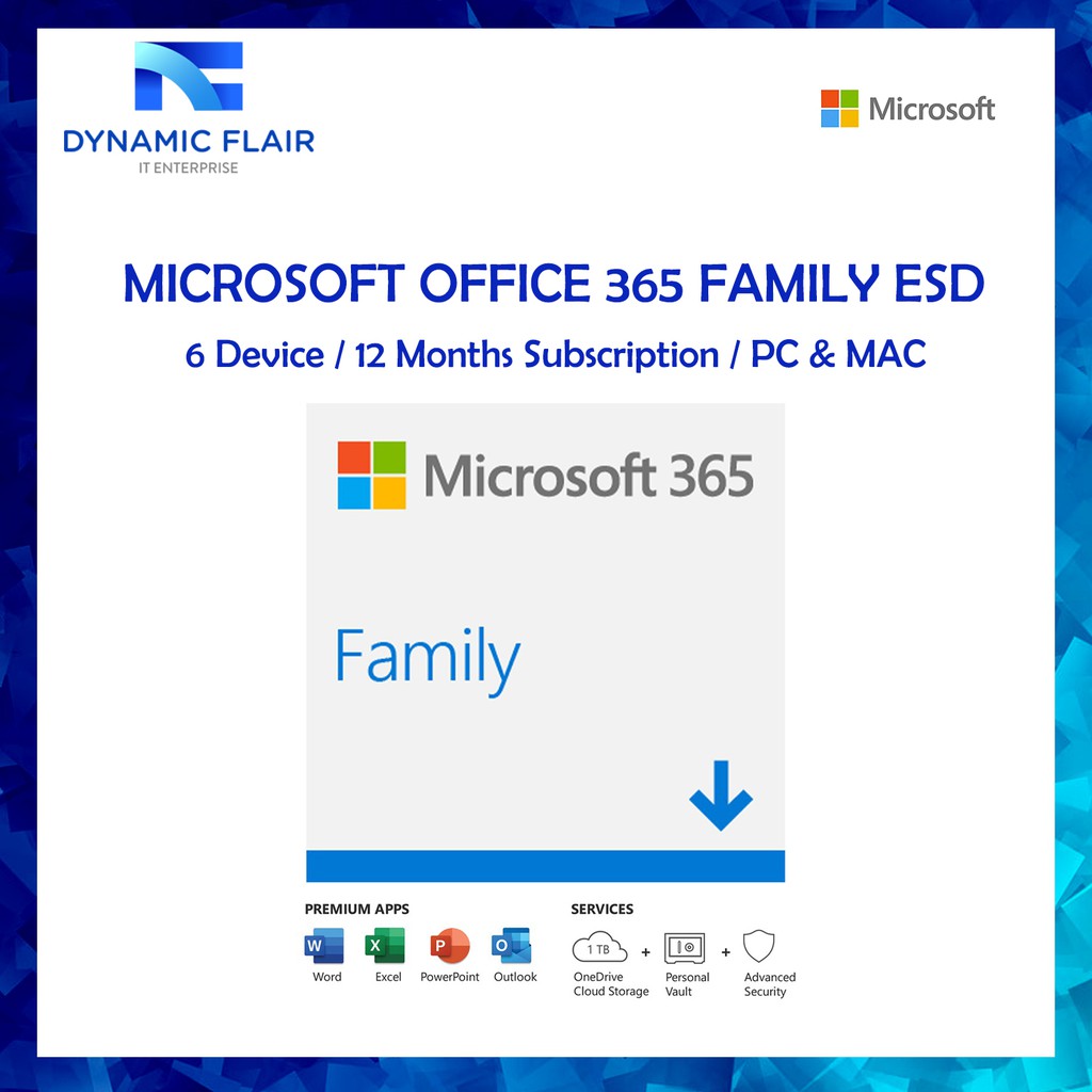 Microsoft Office 365 Family/ 365 Personal ESD Software For Desktop PC ...