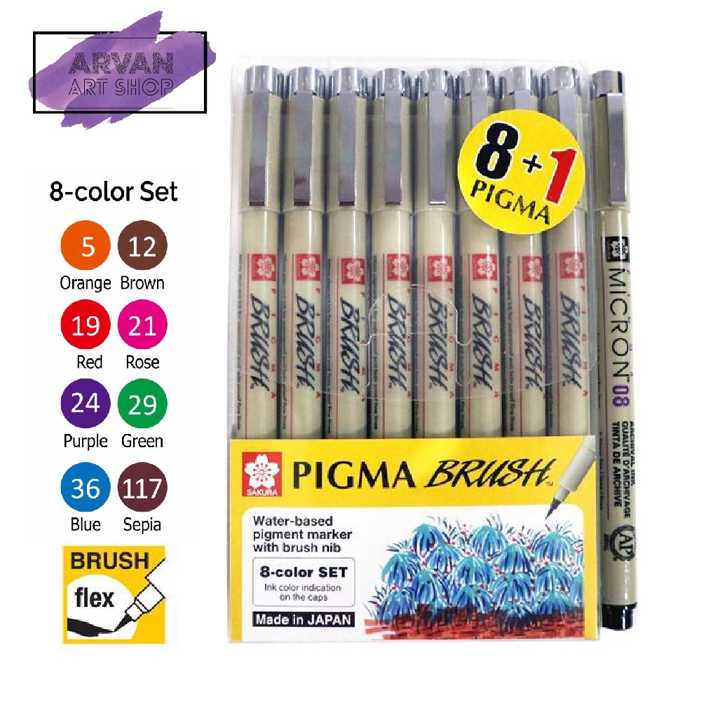 Pigma Brush Pen Set (8 Colors)