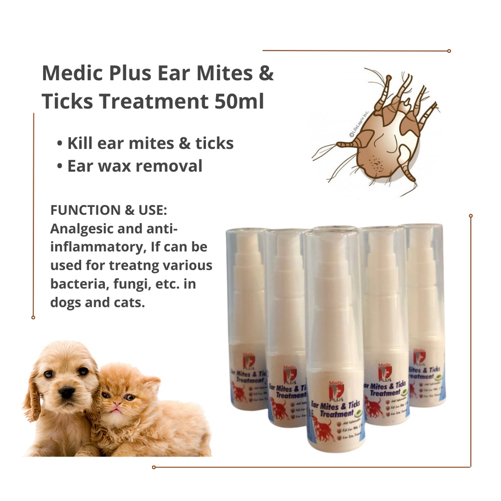 Medic Plus Anti Ear Mites & Anti Ticks Treatment for Pet (50ml ...